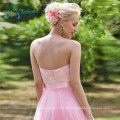 A-Line Tulle Satin Lace Sashes largo vestido de dama de honor